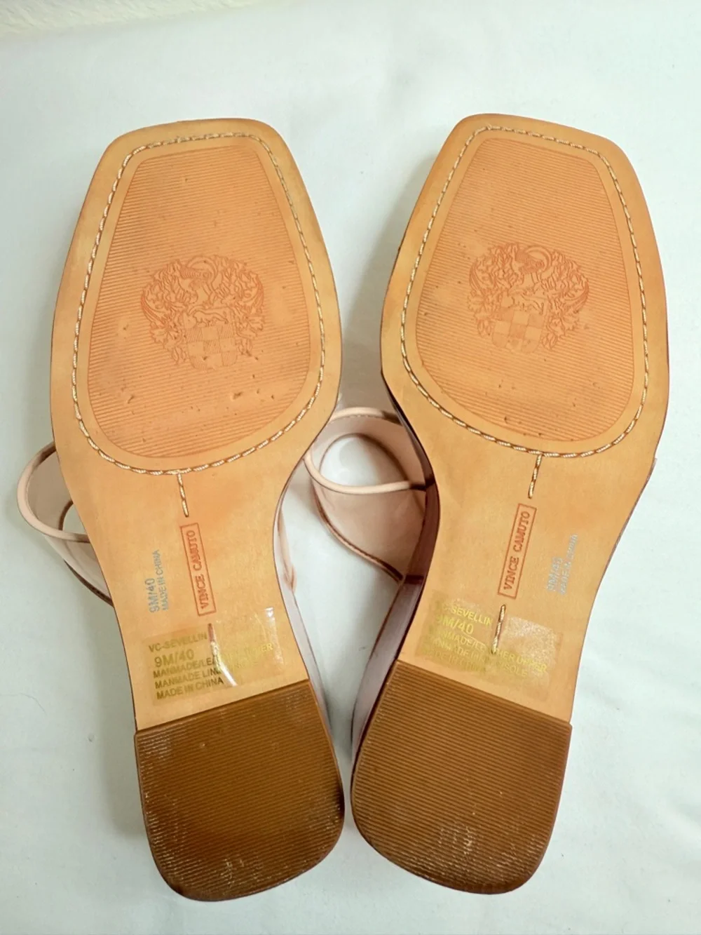 Vince Camuto Clear Pink Wedge Sandals Rhinestone Trim Size 9